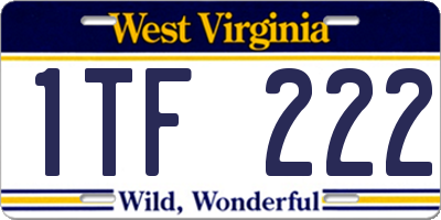 WV license plate 1TF222