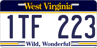 WV license plate 1TF223