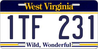 WV license plate 1TF231