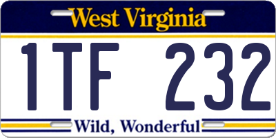 WV license plate 1TF232