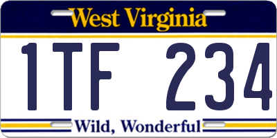 WV license plate 1TF234