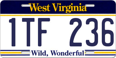 WV license plate 1TF236