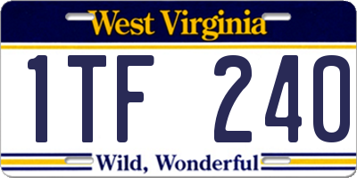 WV license plate 1TF240