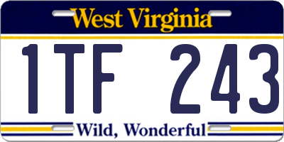 WV license plate 1TF243