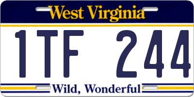 WV license plate 1TF244