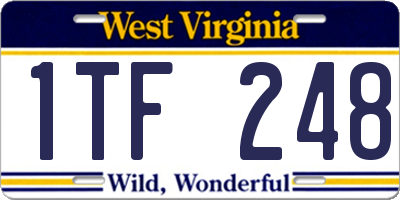 WV license plate 1TF248