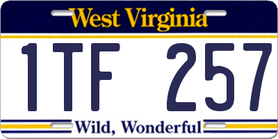 WV license plate 1TF257