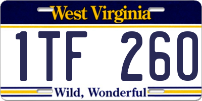 WV license plate 1TF260