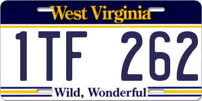 WV license plate 1TF262