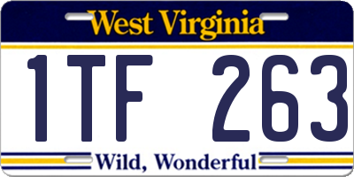 WV license plate 1TF263