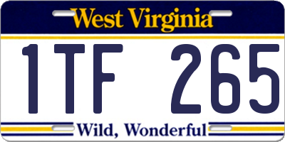 WV license plate 1TF265