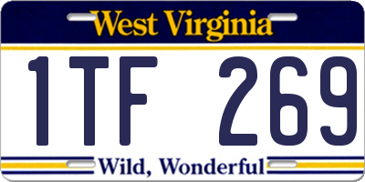 WV license plate 1TF269