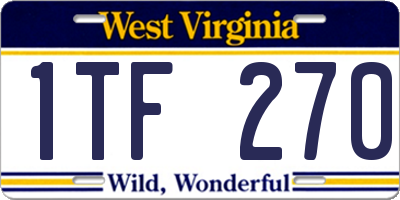 WV license plate 1TF270