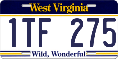 WV license plate 1TF275