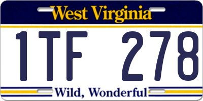 WV license plate 1TF278