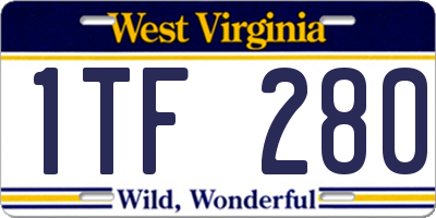 WV license plate 1TF280