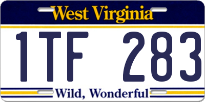 WV license plate 1TF283