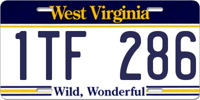 WV license plate 1TF286