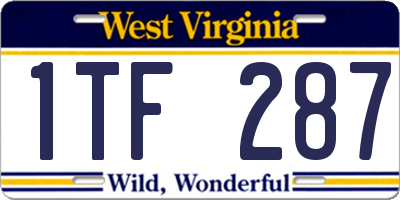 WV license plate 1TF287