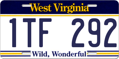 WV license plate 1TF292