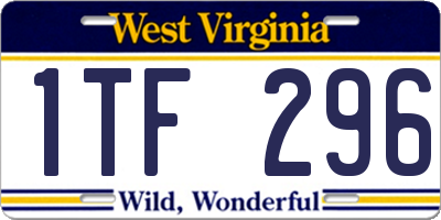 WV license plate 1TF296