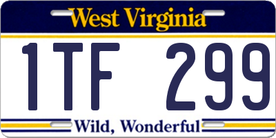 WV license plate 1TF299