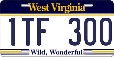 WV license plate 1TF300