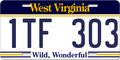 WV license plate 1TF303