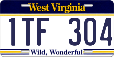 WV license plate 1TF304