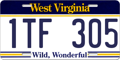 WV license plate 1TF305