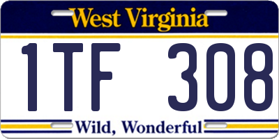 WV license plate 1TF308