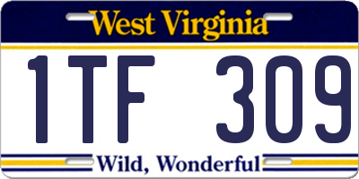 WV license plate 1TF309