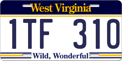 WV license plate 1TF310
