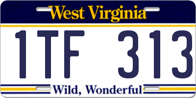 WV license plate 1TF313