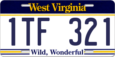 WV license plate 1TF321