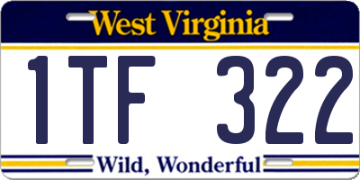 WV license plate 1TF322