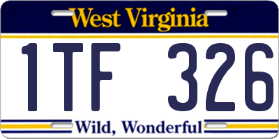 WV license plate 1TF326