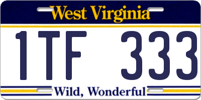 WV license plate 1TF333