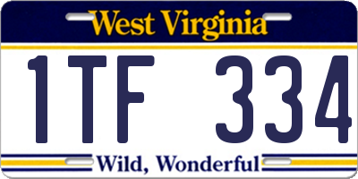 WV license plate 1TF334