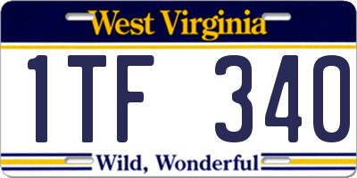 WV license plate 1TF340
