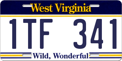 WV license plate 1TF341