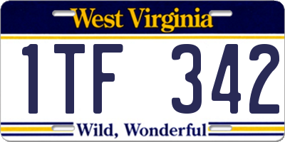 WV license plate 1TF342