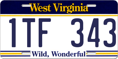 WV license plate 1TF343
