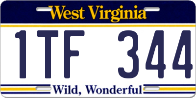 WV license plate 1TF344
