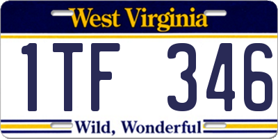 WV license plate 1TF346
