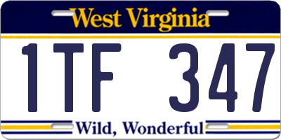 WV license plate 1TF347