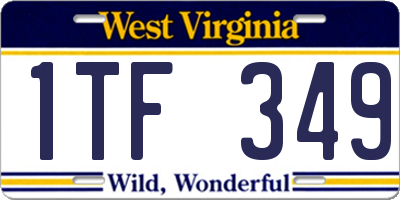 WV license plate 1TF349