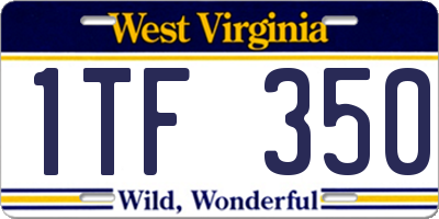 WV license plate 1TF350