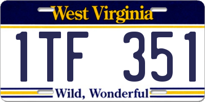WV license plate 1TF351