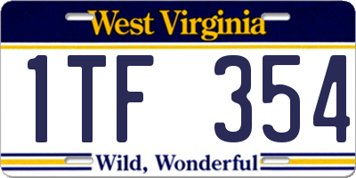 WV license plate 1TF354